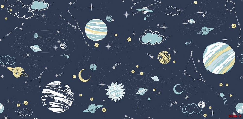 Giấy dán tường hình vũ trụ phòng trẻ em 5136-2